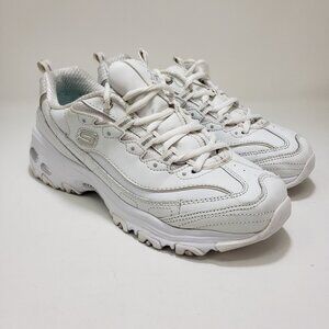 Skechers D'Lites White Leather Air Cooled Memory Foam Women's 9